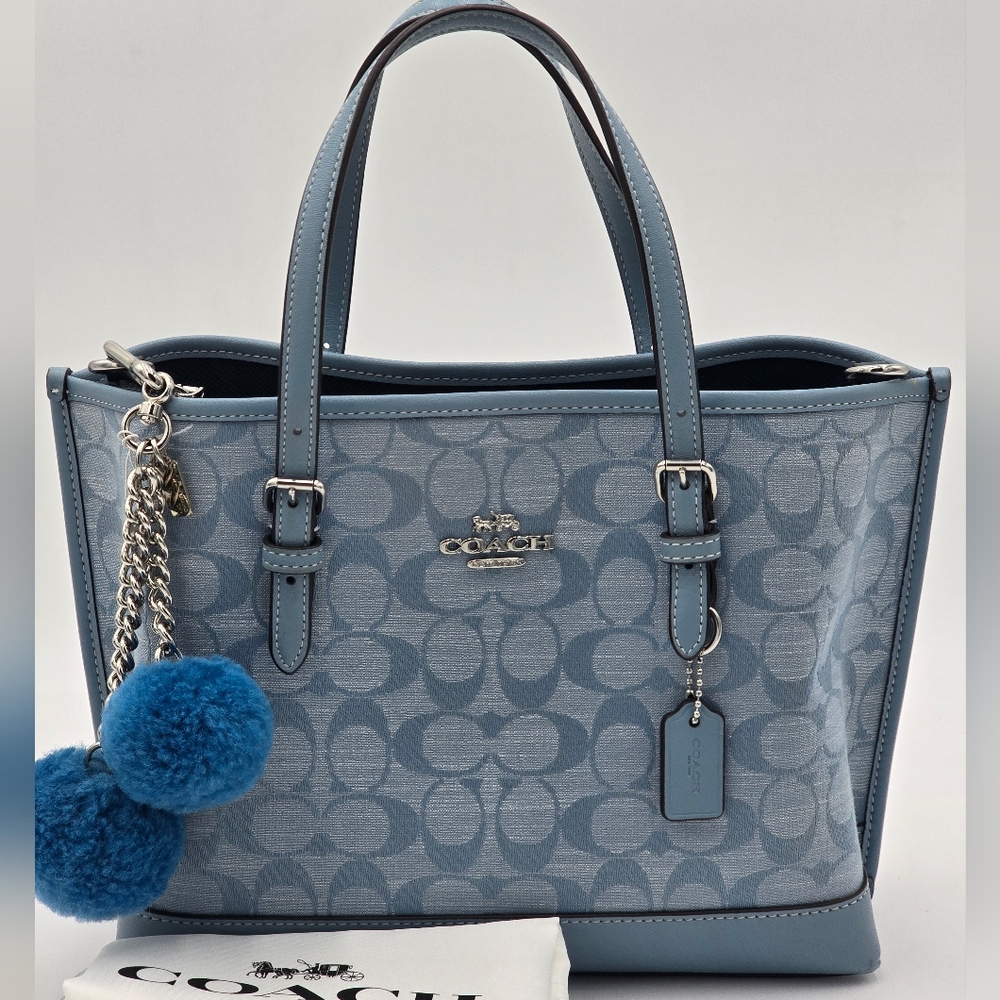 Coach Mollie Mini Tote In Signature Jaquard, Blue, EUC